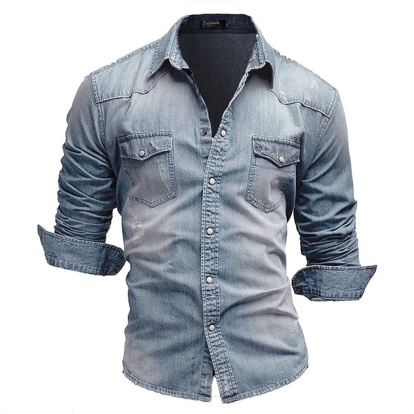 Custom streetwear washed denim shirts manufacturing - OEM shirt production by XinYuan Fashion
